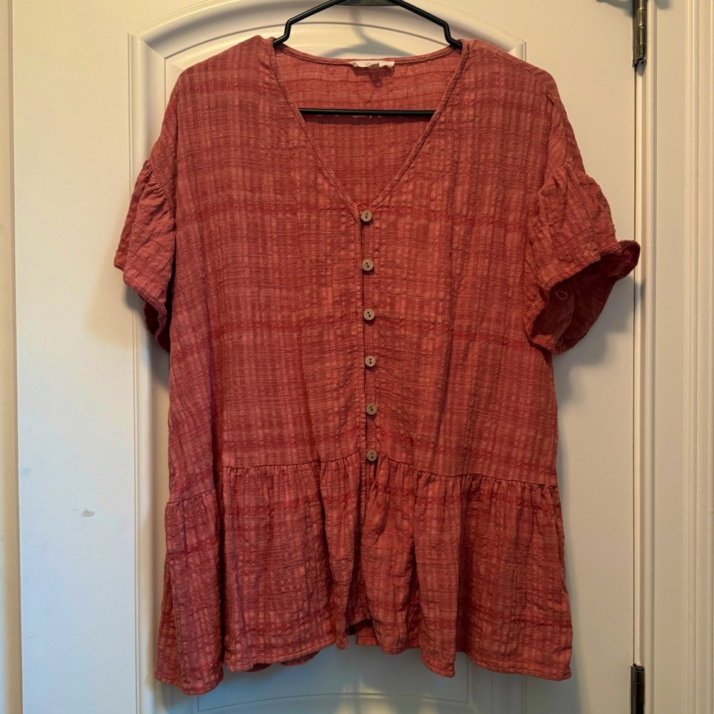 Easel Button Front Textured Top - image 1